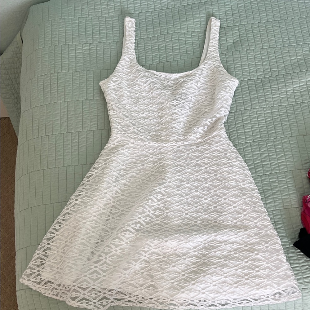 Aqua White Textured Mini Dress